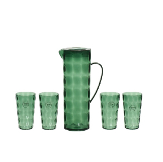 Decoris Waterkan met glazen | Decoris | 1.7 L (Kunststof, Set, Groen)