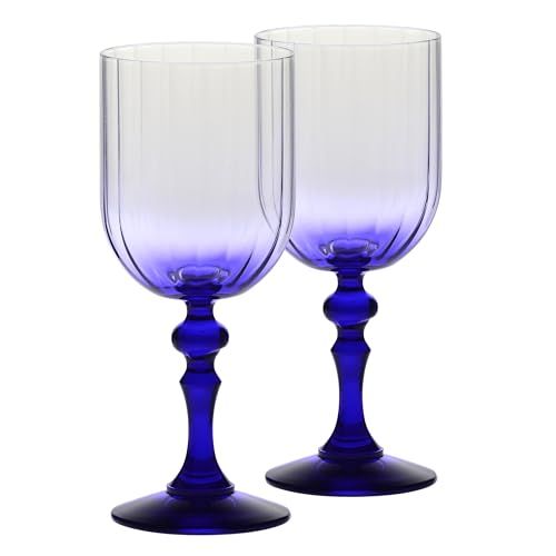 KROSNO Wijnglazen 300 ml met kobaltblauwe steel, set van 2