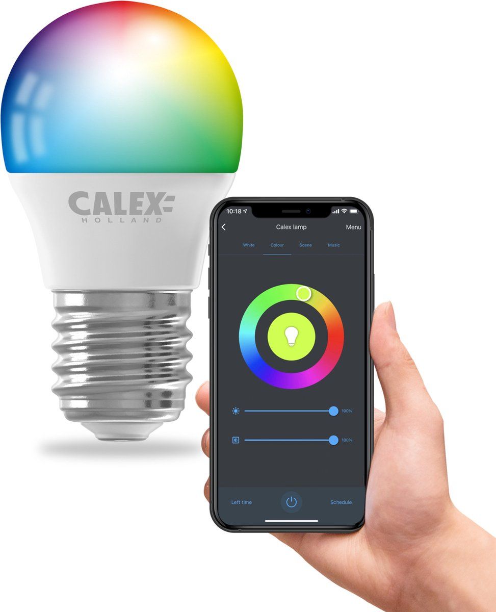 Calex Slimme Lamp - Wifi LED Verlichting - E27 - Smart Lichtbron - Dimbaar - RGB en Warm Wit - 4,9W