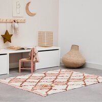 Vloerkleed Leonie Roze - 130 x 170 cm - Roze - Katoen - Hoogpolig - Kinderkamer