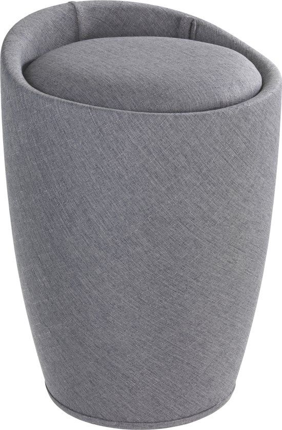 WENKO Wasmand / poef / zitje /opbergmand grijs met uitneembare waszak