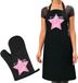 Bellatio Decorations Cadeau schort en ovenwant voor dames - sterren chef - roze - verjaardag