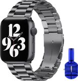 By Qubix - Stalen schakel band - Space Grey - Geschikt voor Apple Watch 38mm, 40mm, 41mm, 42mm