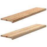 vidaXL - Traptreden - 2 stuks - 120x30x2 cm - onbehandeld massief eikenhout