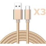 X3 Little Boutik® Kabel Type-C Nylon versterkt Lengte 2M Goudkleur