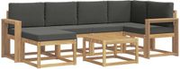 vidaXL Hoek loungeset 6 zitplaatsen Acacia hout Wit en antracietkleurig