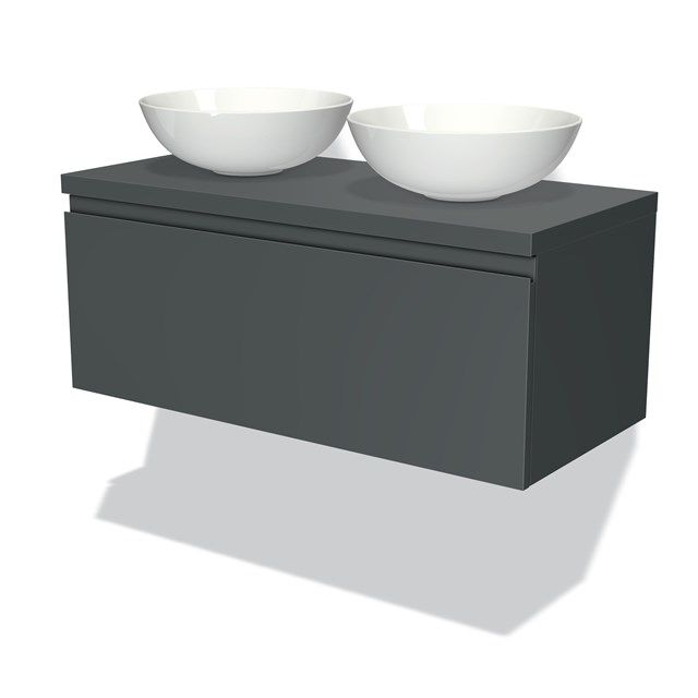 Maxaro Badkamermeubel Modulo Plato 100cm Donkergrijs 1 Lade Greeploos