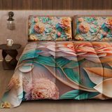 PETTI Artigiani Italiani Bedrukt winterdekbed 270 × 260 cm | Bloemen 05 11