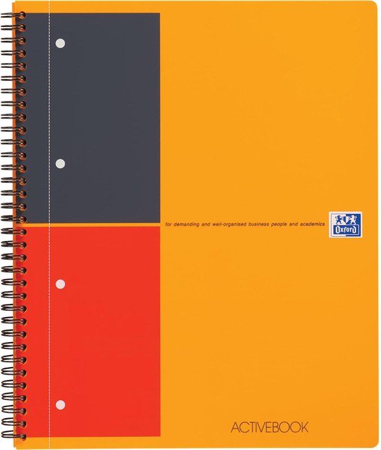 Oxford Activebook collegeblok - A4 - Gelijnd - Spiraalgebonden - 80 pagina's - Oranje