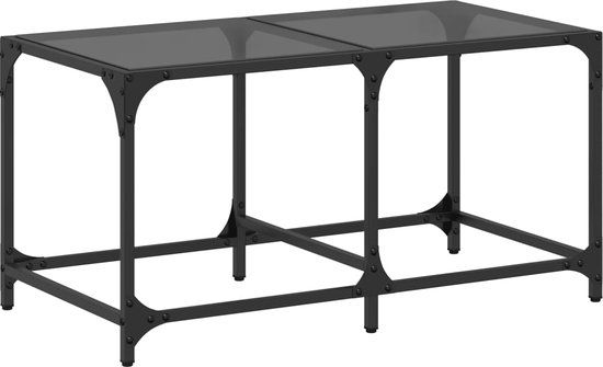 vidaXL Salontafel met zwart glazen blad 78,5x40x40 cm staal