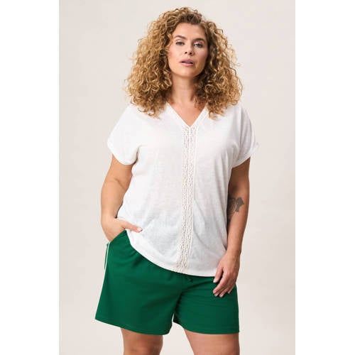 Miss Etam Plus top broderie wit