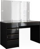 Vicco Kaptafel set Sherry, Zwart/Goud, 120 cm met spiegel en LED-lichtslinger