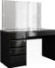 Vicco Kaptafel set Sherry, Zwart/Goud, 120 cm met spiegel en LED-lichtslinger