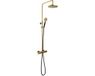 Hotbath Cobber X - Stortdoucheset - 200 mm Hoofddouche - 360 mm Hartafstand - Glijstang - Rond Model Handdouche - Geborsteld Messing PVD - Opbouw - 1/2 Inch Aansluiting