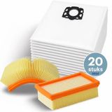 DEGG® Mega Set - 20 Sacs d'aspirateur + 2 Filtres plats - Convient pour Kärcher WD4, WD5, WD6, MV4, MV5, MV6