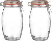 Urban Living Pot de stockage/pot de conservation - 2x - 1,3 L - verre - avec fermeture à levier