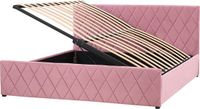 Beliani ROCHEFORT - Tweepersoonsbed - Roze - 180x200 cm - Fluweel - Lattenbodem
