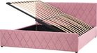 Beliani ROCHEFORT - Tweepersoonsbed - Roze - 180x200 cm - Fluweel - Lattenbodem