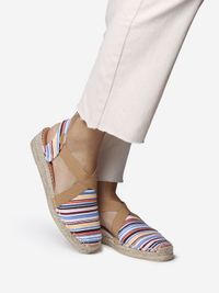 Toni Pons Dames Espadrille met Sleehak VINAROS Gestreept Katoen BUNT