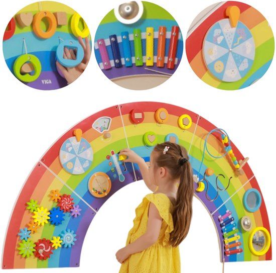 Viga Toys - Houten Wandspeelbord - Regenboog - 162cm - Viga Toys