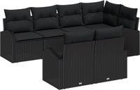 vidaXL Tuinbank Set Zwart Poly Rattan 3-Zits Hoekbank Zonder Kussens