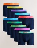 Next Heren Set van 10 Boxershorts met A-voorkant - Blauw