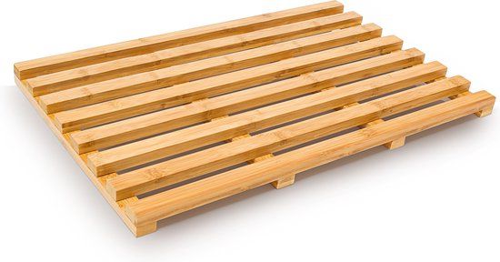 Relaxdays Bamboo Bath Mat - Wooden Shower Mat - 56.5 x 36.5 cm - Natural
