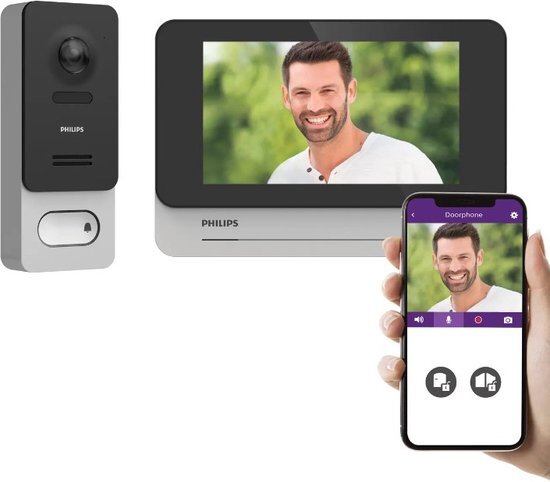 Philips videodeurbel WelcomeEye Wireless draadloos - te koppelen met smartphone zilver
