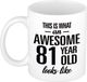 Bellatio Decorations Shoppartners Bv This is what an awesome 81 year old looks like - cadeau koffiemok - beker - 300 ml - verjaardag 81 jaar - kado mok / beker
