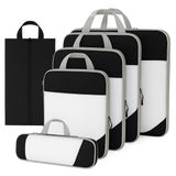 Thousandtravelmiles Packing cubes compressie – 6-delige koffer organizer set – 60% ruimtebesparing – Compression packing cubes – Zwart