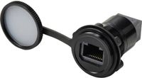 TRU COMPONENTS RJ45/CAT5-inbouwbus, bus/bus, IP67, metaal, zwart TC-14378440