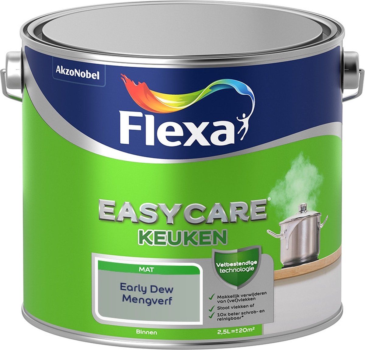 FLEXA Easycare Muurverf - Keuken - Mat - Early Dew - 2,5 liter