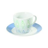 HOUSE COLLECTION Linea Rabat - koffieservies lichtblauw 6-delig met schotel