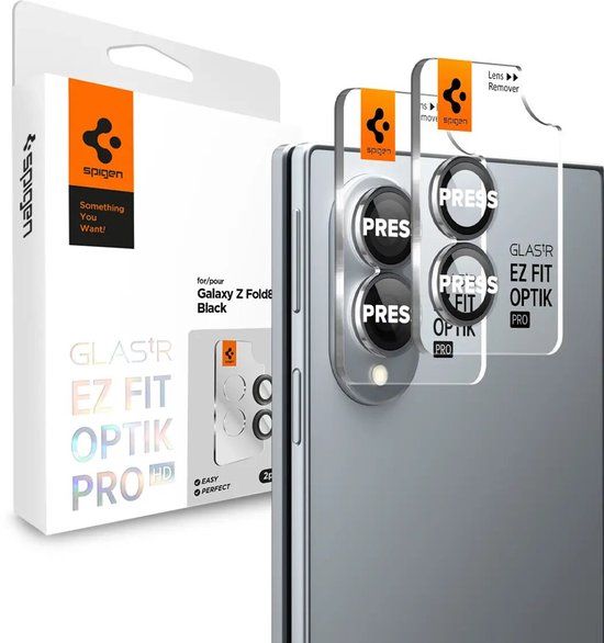 Spigen Camera Lens Protector Geschikt voor Samsung Galaxy Z Fold 8 - Glas.tR EZ Fit Optik Pro HD - 9H Tempered Glass - Gemakkelijke Installatie - Zwart 2-Pack