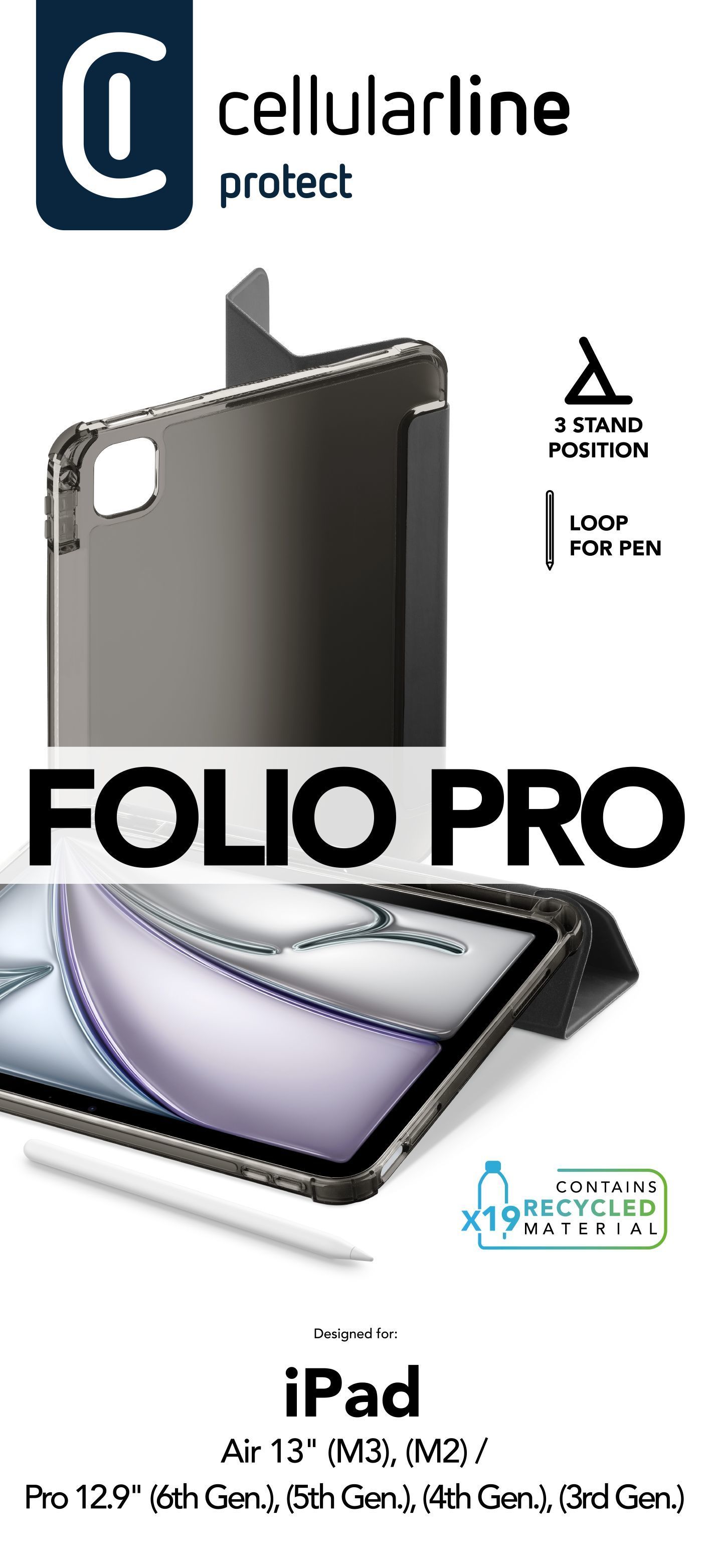 Cellularline Folio Case for iPad 12.9" - Black