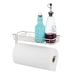iDesign Classico keukenrolhouder voor aan de muur, keukenpapierhouder met opbergmand, ook geschikt als toiletrolhouder, mat metaal