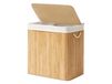 JOYFURNOS Grand Panier à Linge en Bambou, Panier à Linge Pliable à 3 Compartiments avec Couvercle, Sac Intérieur Amovible, Naturel