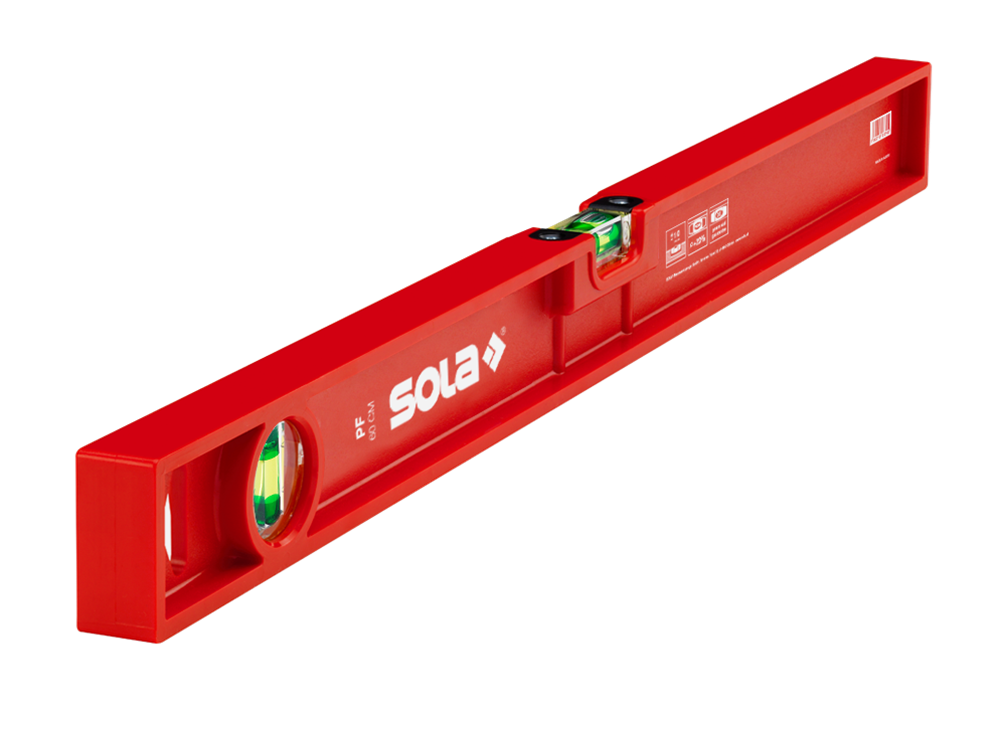 SOLA Kunststof waterpas PF80 80cm 2 libellen 1,00mm/m rood