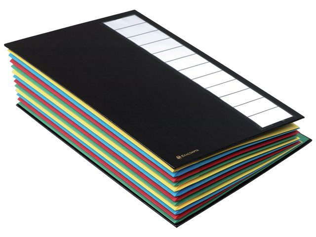 Exacompta Sorteermap met elastosluiting 12 vakken, zwart