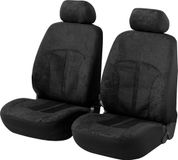 Walser Auto stoelbeschermer Velvet met Zipper ZIPP-IT Autostoelhoes, 2 stoelbeschermer voor voorstoel zwart