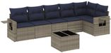 vidaXL - Ensemble de banc de jardin 7 pièces avec coussins, gris, polyrotin