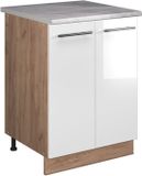 Vicco Wastafelkast Fame-Line, Wit Hoogglans/Goudkleurig Eiken, 60 cm
