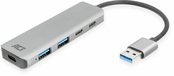 ACT AC6125 USB-A Hub 3.0 - 2x USB-A, 2x USB-C - Grijs