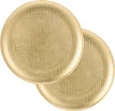 Excellent Houseware Assiettes de dîner de Noël/Dîner - 2x - Rond - Or - 33cm - Crocodile