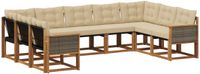 vidaXL Buiten bank set 9 st Natuurlijk en Beige