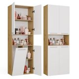 Topeshop Meuble de salle de bains NEL 1K DK : étagère à montants avec panier à linge CHÊNE ARTISAN / BLANC
