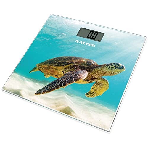 Salter 9225 TR3R Turtle Glass Electronic Digital Bathroom Scale, Ultra Slim Platform, Large Easy Read LCD Display & Instant Weight Read Step On Feature, Max Weight 180Kg/ 28st 8lbs