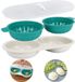 Dailygoods Cuiseur d'œufs Haute Capacité - Micro-ondes - Casserole vapeur - Double gobelet - PP de qualité alimentaire - Antiadhésif - Pour 2 œufs - Cuiseur vapeur - Bleu