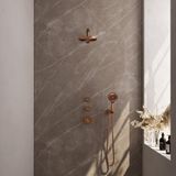 Brauer Copper Carving Thermostatische Regendoucheset Inbouw - Hoofddouche 20 cm - Rechte Wandarm - Handdouche 3 Standen - Doucheslang - Wandaansluitbocht