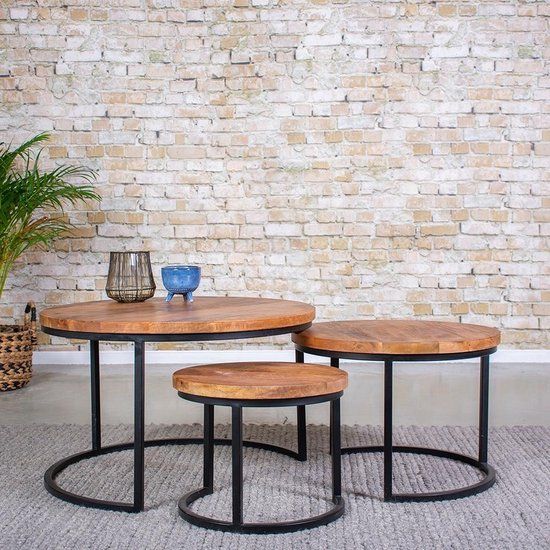 Gister&Vandaag Salontafel Santo - Mangohout - Rond - Industrieel